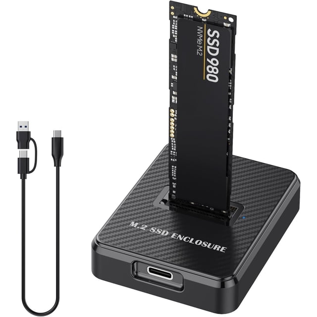 KSRplayer M.2 SSD Adaptador de Lector y Escritor con Base, Carcasa Portátil de Plástico, Compatible con M Key B+M Key NVMe y SATA SSDs, USB-A/C, Compatible con Tamaños 2230-2280