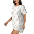 thumbnail image 2 of Naloa Leopard Print Women's Short-Sleeved Pajama Set, Loungewear, Summer pajamas, Breathable Cozy - Small, 2 of 9