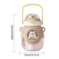 thumbnail image 3 of Copa De Barriga Grande 1100ml Big Belly Cup Kawaii Kids Botella de agua con pajita Vasos a prueba de fugas (Café), 3 of 9
