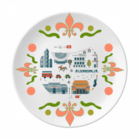 

Hong Kong Valuable Visiting Things Flower Ceramics Plate Tableware Dinner Dish