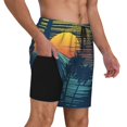 thumbnail image 2 of Balery Palm Trees Bañador para hombre, shorts de playa de secado rápido con entrepierna y forro de compresión-X-Large, 2 of 6