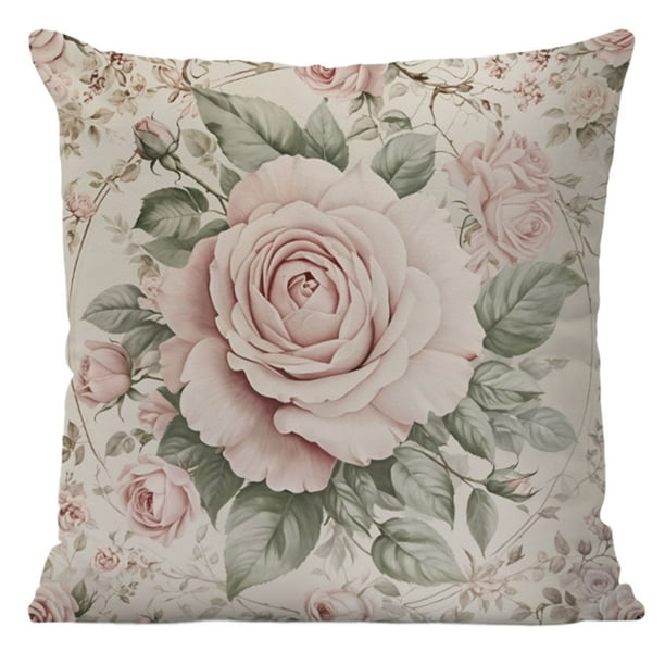 4 estilos de fundas de cojín decorativas florales de estilo vintage, 18 x 18 pulgadas (45 x 45 cm), fundas de cojín decorativas cuadradas con flores retro para sofá
