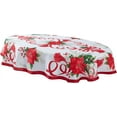 thumbnail image 2 of Home Bargains Plus Christmas Holiday Tassels Provence 60 x 84 inch Oval Fabric Tablecloth, 2 of 7