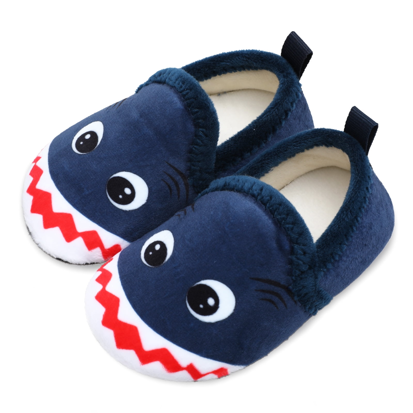 seannel Kids Cartoon Plush Slippers Boys and Girls Cozy Memory Foam Slip-on Toddler House Shoes Bedroom Indoor Outdoor 