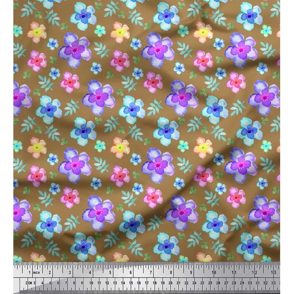Soimoi Cotton Jersey Fabric Leaves & Floral Artistic Decor Fabric Printed Yard 58 Inch Wide
