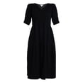 thumbnail image 5 of Time and Tru Women's Cotton Tiered Midi Dress with Elbow Length Sleeves, Sizes XS-XXXL, 5 of 5