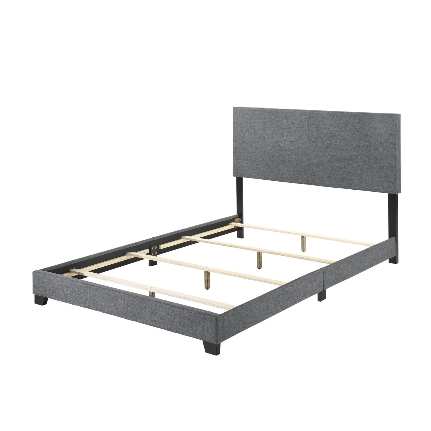 Home Design Evon Queen Linen Upholstered Bed Frame with Foam Padding and Polyester Upholstery, Warm Gray, Easy assembly