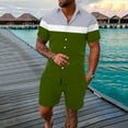 thumbnail image 2 of Vedolay Men Short Sets Outfits 2 Piece Short Sets for Men Clothing Patchwork Beach Slim Fit Shorts and T-Shirt Summer Short Set,Gray XL, 2 of 3