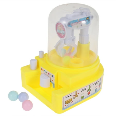

1pc Mini Candy Grabber Catcher Mechanical Arm Small Ball Crane Machine Handheld Catch Toy for Kids Children (Yellow)