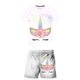 thumbnail image 1 of Verano bebé niños niñas unicornio camiseta + Pantalones cortos conjunto ropa niños lindo dibujos animados 2 uds niños niñas lindo unicornio ropa Sets10T Gao Jinjia LED, 1 of 2