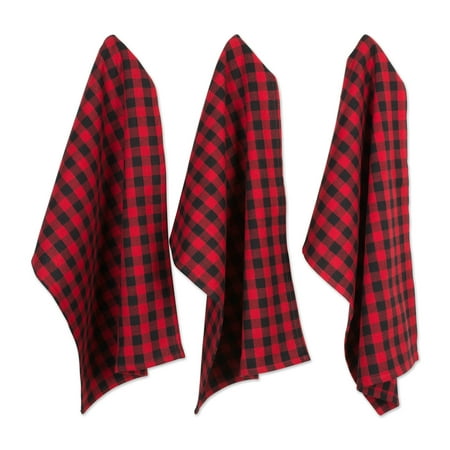 DII Tango Red Logger Check Dishtowel & Dishcloth (Set of 6), (Best Fabric For Dish Towels)