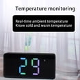 thumbnail image 2 of Inteprter Reloj despertador Digital LED, medidor de temperatura, de escritorio, brillo ajustable, alarma de 12/24H, termómetro de reloj con espejo Decoración del hogar Concha negra/colorida Inteprter HA082729-01, 2 of 6