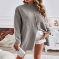 thumbnail image 3 of Half High Neck Slit Sweaters for Women with Solid Color and Long Sleeves, 3 of 8