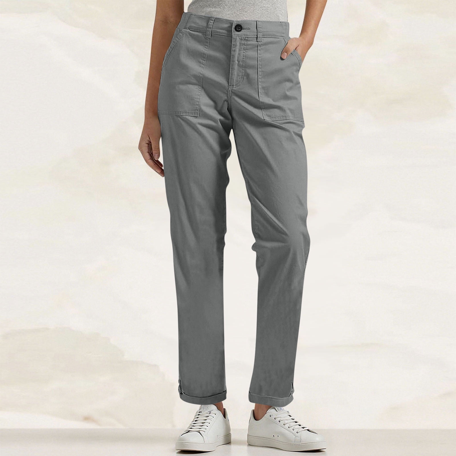Pantalon Femme Gunext Italie – Taille Haute, Droit, Stretch – Gris Bleu Taille 4 – Très Bon état