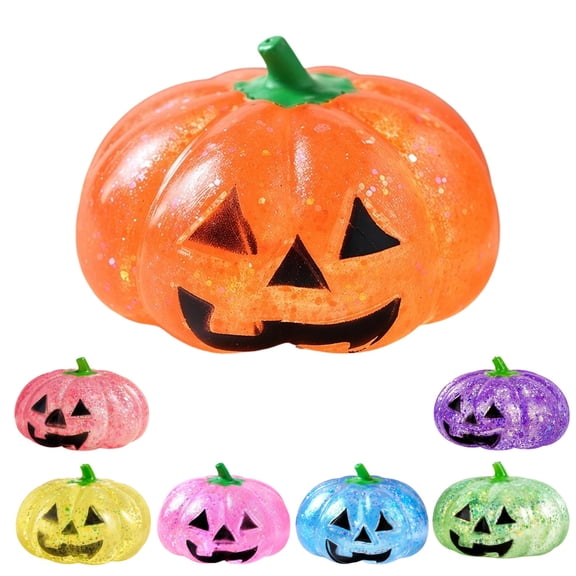 Halloween Themed Pumpkin Squishy, Soft Pumpkin Squeeze Stress Balls Fidget Toy, Spooky Ghost Pattern Squishes for Stress Calming - Hot Pink