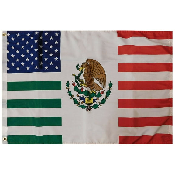 2x3 USA Mexico Combination 100D Woven Poly Nylon Flag