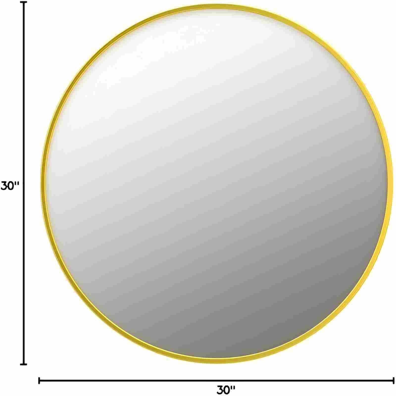 Mirrasia 30"x30"Round Bathroom Mirror Wall Mounted Mirror Aluminum Alloy Frame ,Gold