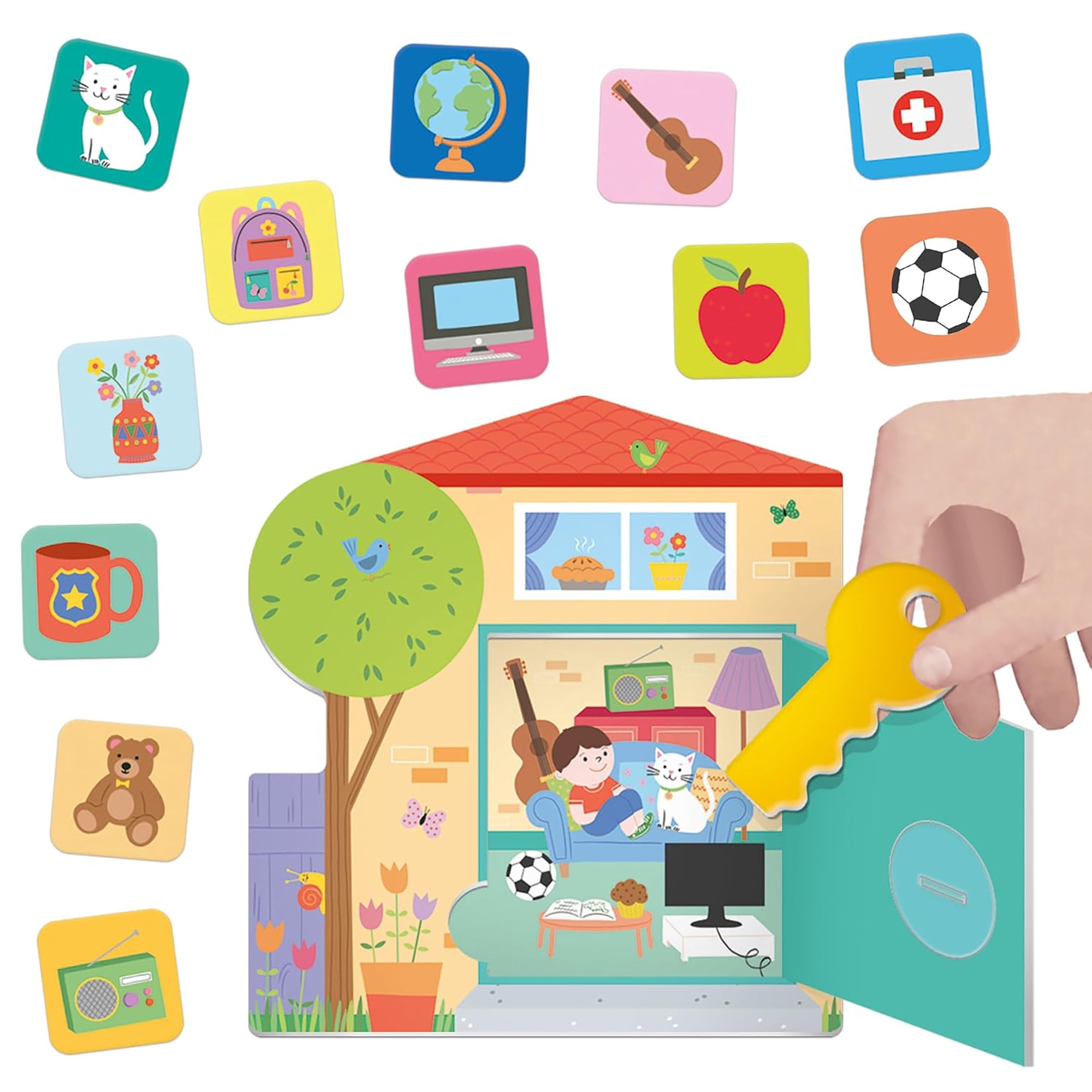 Headu: Look Open & Find Montessori - Memory & Observation Matching Game, Pair Hidden Object Tiles to City Scenes, Lock-Key Play Activity, Toddlers 2-5