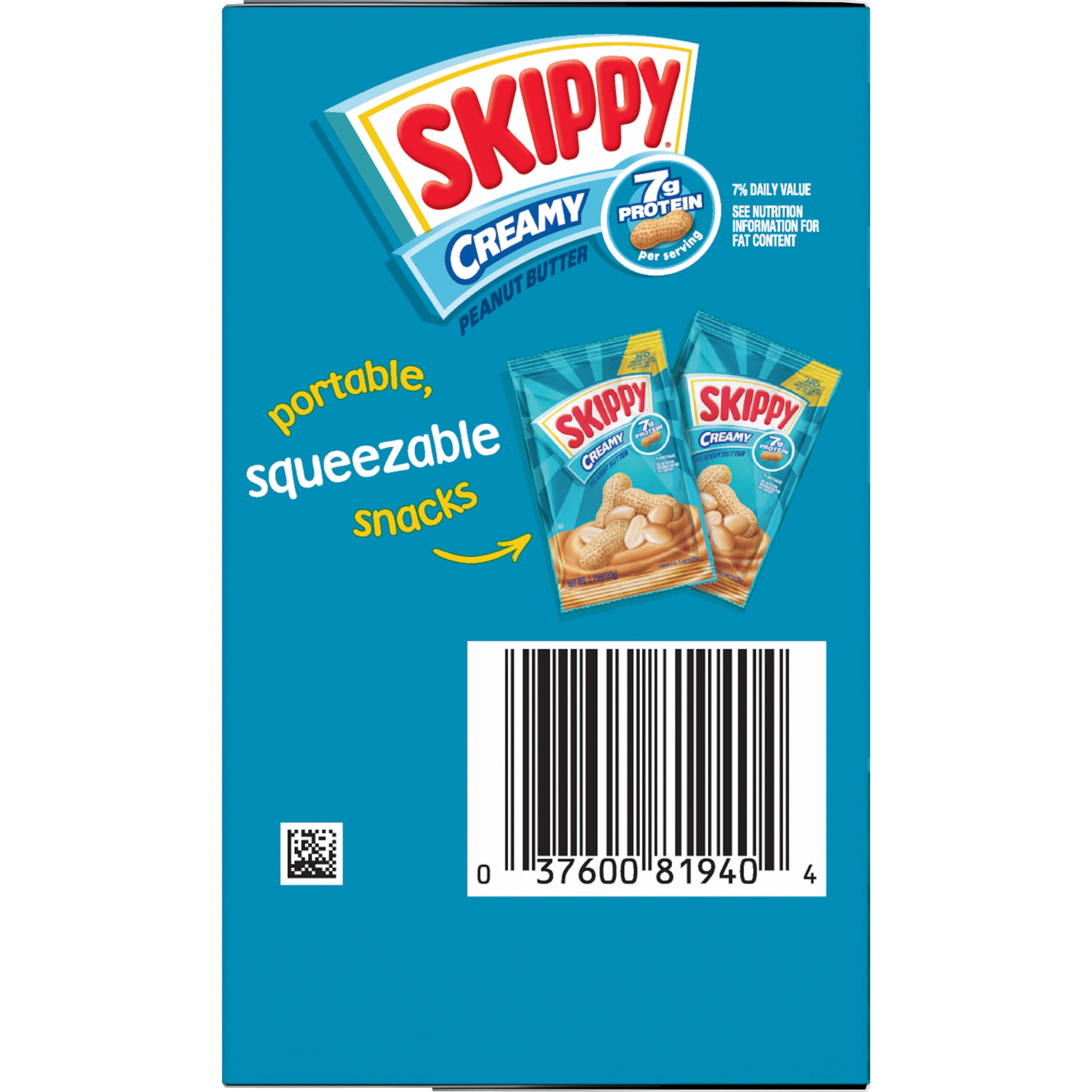 SKIPPY Creamy Peanut Butter Individual Squeeze Packs, 1.15 oz (64 Pouches)