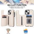 thumbnail image 7 of Wallet Case for Apple iPhone 15 Plus, with Crossbody Shoulder Strap & Hand Wrist Cards Holder Zipper Pocket Stand Feature Full Protective Shockpoof Phone Case for iPhone 15 Plus, White, 7 of 7