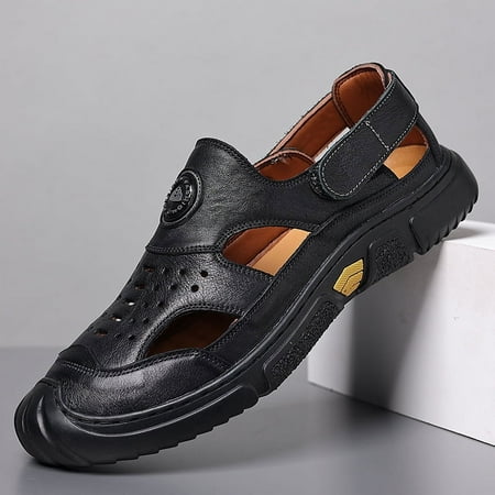 

Men Leather Sandals Summer Classic Men Shoes Slippers Soft Sandals Men Comfortable Outdoor Walking Footwear A6