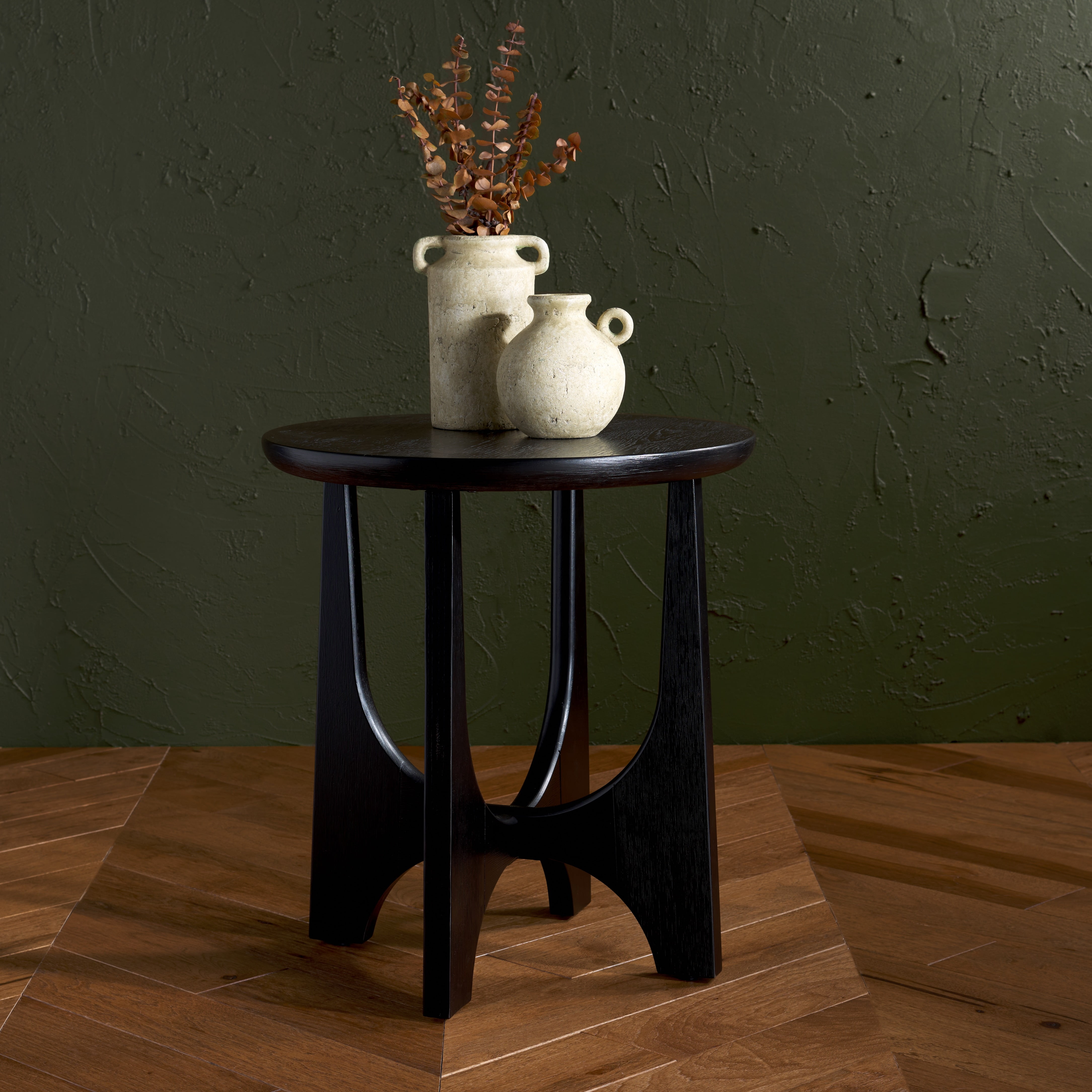 SAFAVIEH Couture Sasha Mid-Century Wood Round End Table, Black