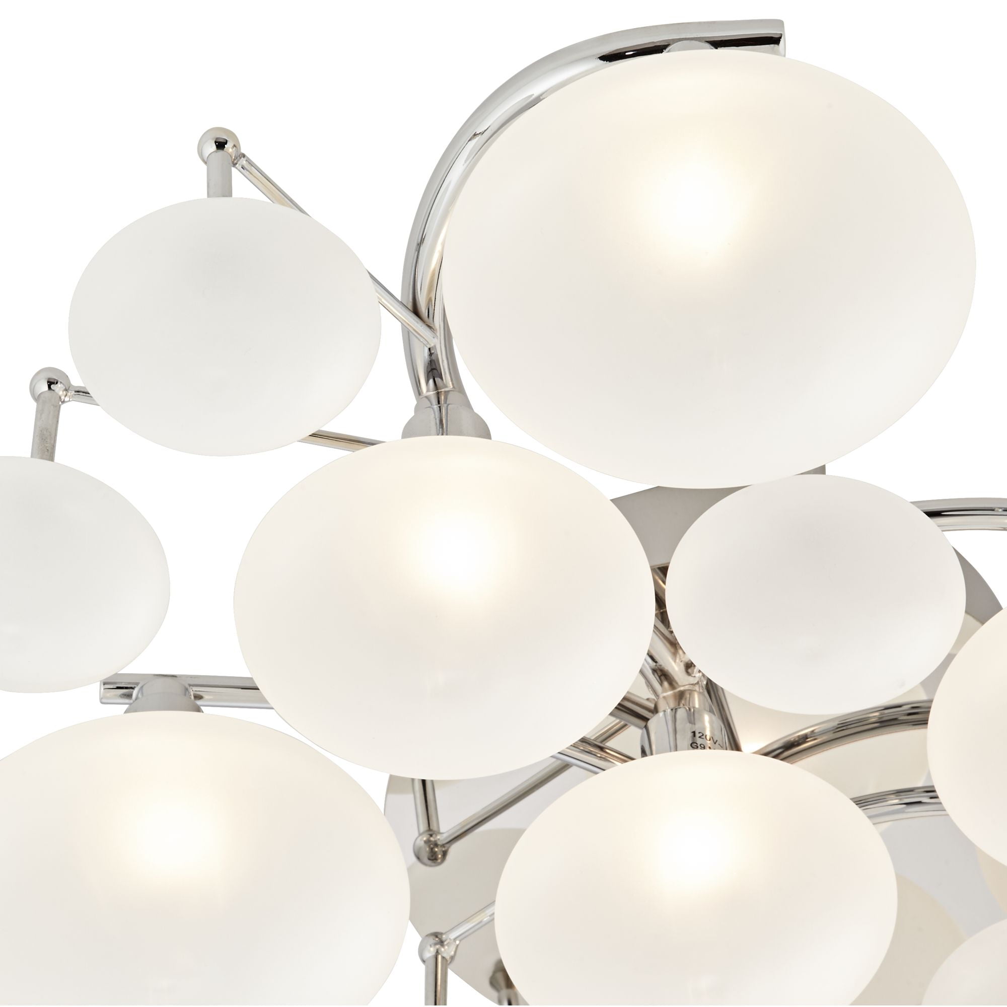 Possini Euro Design Lilypad Modern Ceiling Light Semi Flush Mount Fixture 30" Wide Chrome 12-Light Frosted Opal Glass for Bedroom Kitchen Living Room
