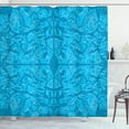 thumbnail image 1 of Modern Decor Shower Curtain, Water like Unusual Pattern with Bunch of Contour Shaped Trippy Forms Graphic, Fabric Bathroom Set with Hooks, 69W X 84L Inches Extra Long, Indigo Blue, by Ambesonne, 1 of 3