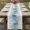 thumbnail image 4 of Hydrangea Eucalyptus Table Runner 72 Inches, Summer Botanical Grey Buffalo Plaid Bed Runner Dresser Scarves Tabletop for Indoor Outdoor Parties/Ceremony/Banquet, 14" x 72", 4 of 9