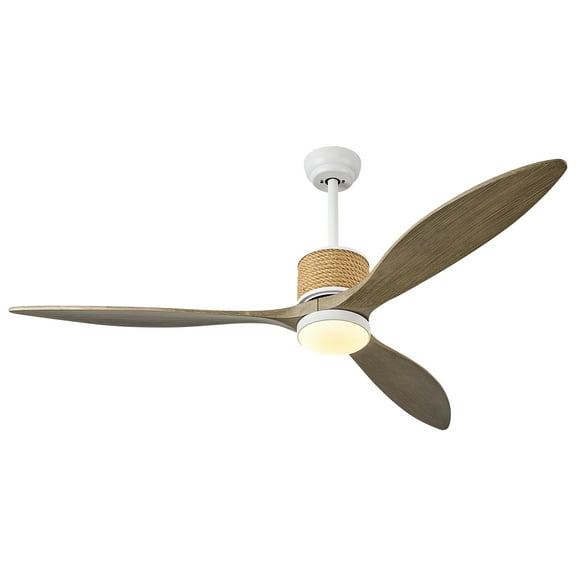60in Boho White Ceiling Fan Lights with Remote Control 3 Blade Hemp Rope Ceiling Fans with Light Coastal Weathered Wood Ceiling Fan Outdoor Farmhouse Fan Light for Patio Living Room Kitchen