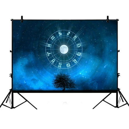 Image of PHFZK 7x5ft Tree of Life Backdrops Zodiac Signs Horoscope Photography Backdrops Polyester Photo Background Studio Props
