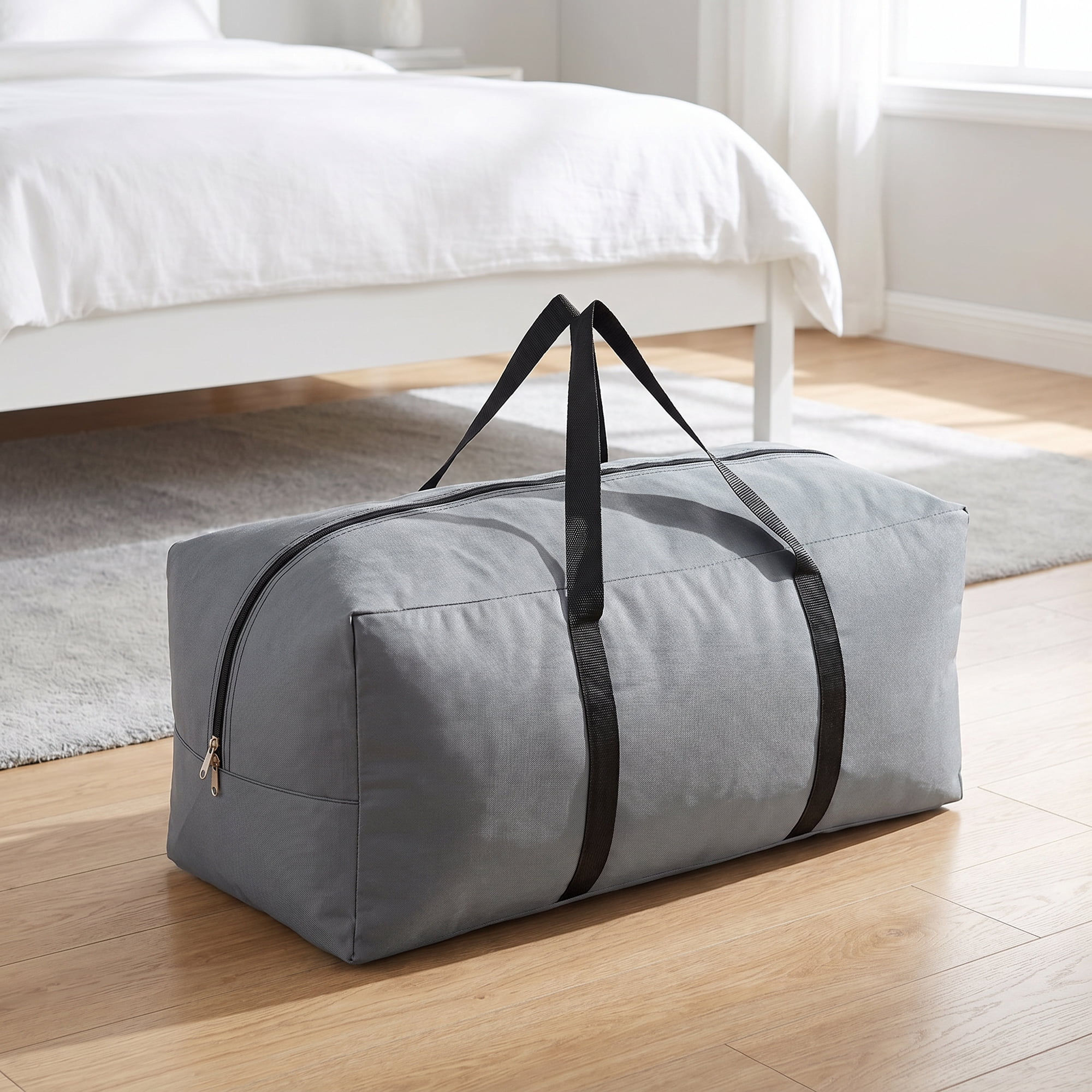 Unique Bargains Zipper Duffel Waterproof Oxford Moving Bag Gray 23.6" x 12.2" x 9.4"