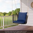 thumbnail image 3 of Costway Patio Hanging Rattan Basket Chair Swing Hammock Chair with Seat Cushion Navy, 3 of 10