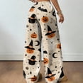 thumbnail image 5 of Fabrcox Halloween Women's Pajamas Pants Funny Pumpkin Ghost Spider Web Sleep Pants Women Soft Spooky Fall Winter Wide Leg Women's Lounge Pants, 5 of 5
