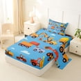 thumbnail image 2 of Castle Fairy Cartoon Engineering Vehicle Twin Sheet Sets 3pcs for Boys, Cute Crane Mixer Truck Bedding for Bedroom, Light Blue, 2 of 6