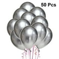 thumbnail image 2 of 50 globos de látex grueso de 25 cm, color metálico, para decoración de fiestas (plateados), 2 of 5