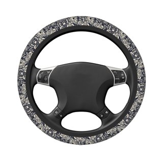 Sun Moon Steering Wheel Cover with Anti-Slip Insert, Black