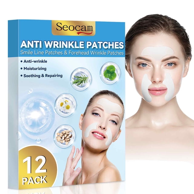 Parches antiarrugas Seocam para rostro durante la noche, 12 paquetes