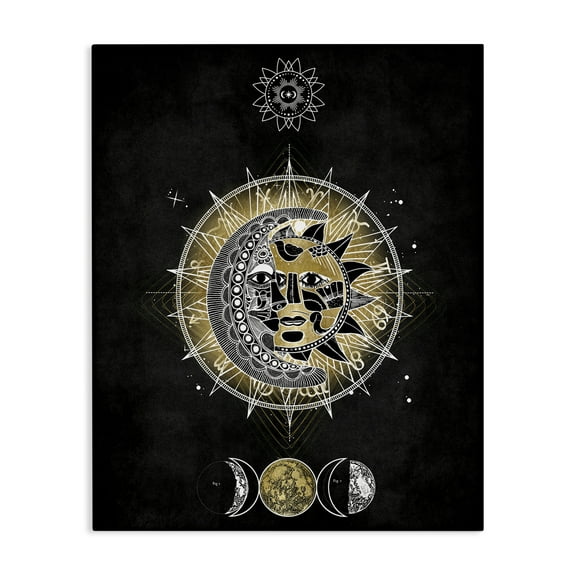 Stupell Industries Lunar & Solar Fractal Astrology & Stars Painting Wrapped Canvas Art Print Wall Art, 16 x 20