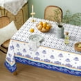 thumbnail image 3 of Rectangle Tablecloth - 60 x 84 Inch Blue Floral Rustic Tablecloth Classic French Country Printed Table Cover for Farmhouse Decoration, Suitable for Home, Kitchen Dining, 3 of 6