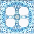 thumbnail image 3 of Metal Light Switch Plate Cover Blue White Mandala Icy Flower Tile Pattern MDL047, 3 of 13