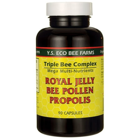 Y s eco bee farms royal jelly bee pollen propolis capsules, 90 capsules