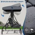 thumbnail image 4 of Balançoire de Porche Convertible 2-en-1 à 3 Places avec Support, Auvent Imperméable et Résistant aux UV à Réglage Continu, Balançoire de Patio Robuste Rembourrée 800 Lb pour Jardin et Cour Arrière, Gris, 4 of 6