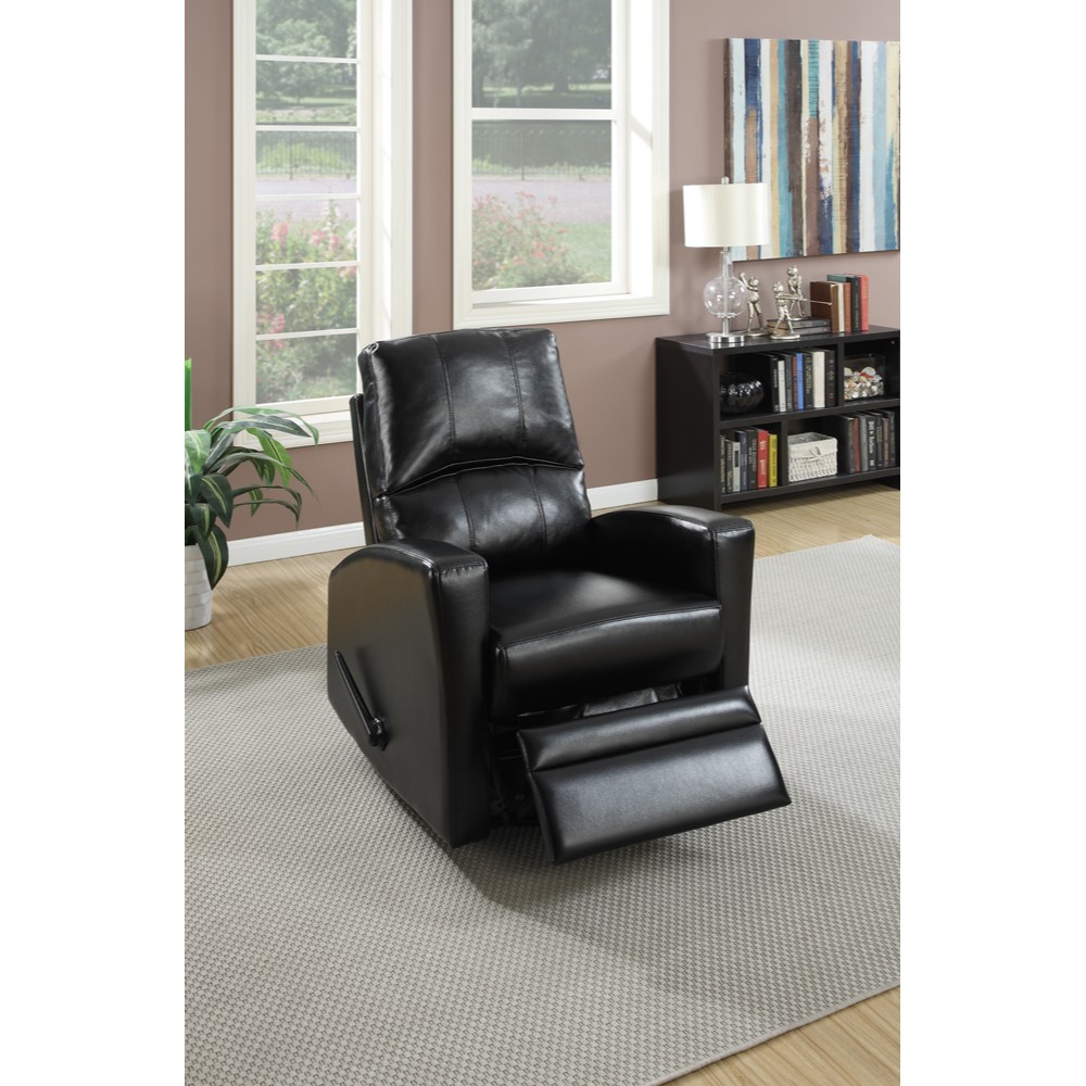 Swivel Recliner Chair In Black Faux Leather Walmartcom Walmartcom
