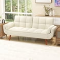 thumbnail image 2 of 75.39 Inch Futon Sofa Bed-Convertible Couch Loveseat Sleeper for Living Room, Bedroom, Studio, Apartment, Dorm, Home Office Cream, 2 of 5