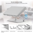 thumbnail image 3 of Laptop Stand, Boyata Adjustable Laptop Riser with Slide-Proof Silicone and Protective Hooks, Aluminum Notebook Stand for Laptop up to 17 Inches, Laptop Holder Compatible for MacBook, Surface Laptop, 3 of 7