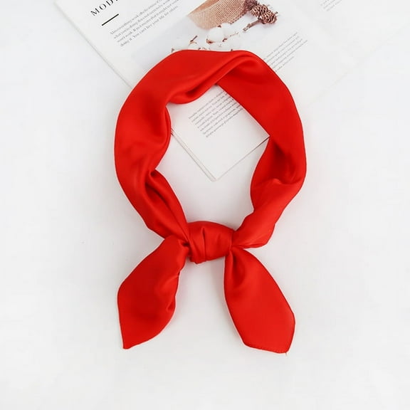 ERDOUY Elegant Personalized Scarf, Solid Color Small Square Scarf 70 * 70cm Solid Color Simple Versatile Spring/Summer Scarf (Red)