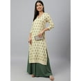 thumbnail image 4 of Janasya Indian Women's Beige Rayon Botanical Print Straight Kurta, 4 of 8