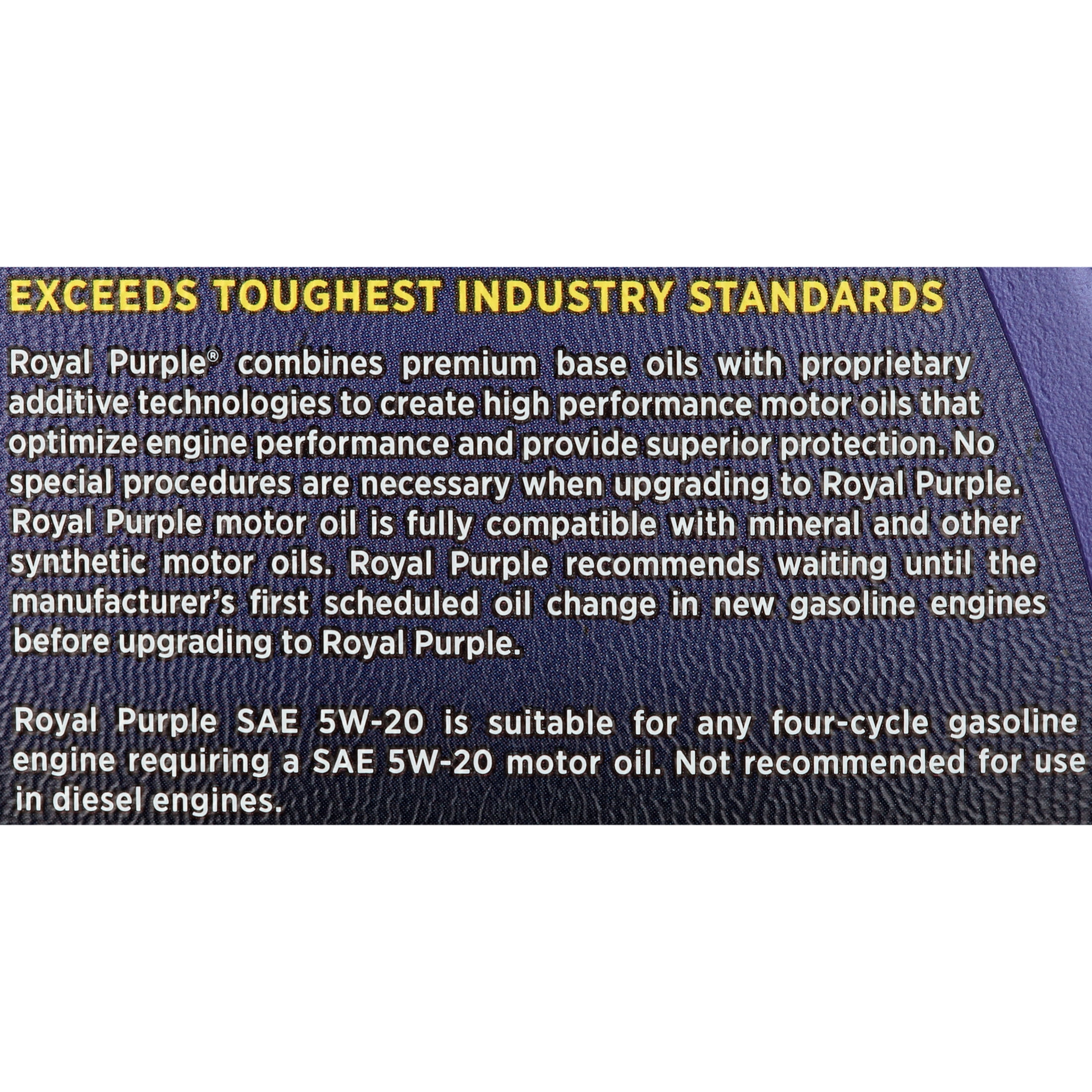 Royal Purple High Performance Motor Oil 5W-20, Premium Synthetic Motor Oil, 5 Quarts
