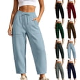 thumbnail image 2 of Oksale Womens Petite Barrel Pants with Patch Pockets Pull On Casual Drawstring Waisted Ankle Sweatpants Loose Wide Legged Sweat Pants 2026 Navy 2XL, 2 of 9